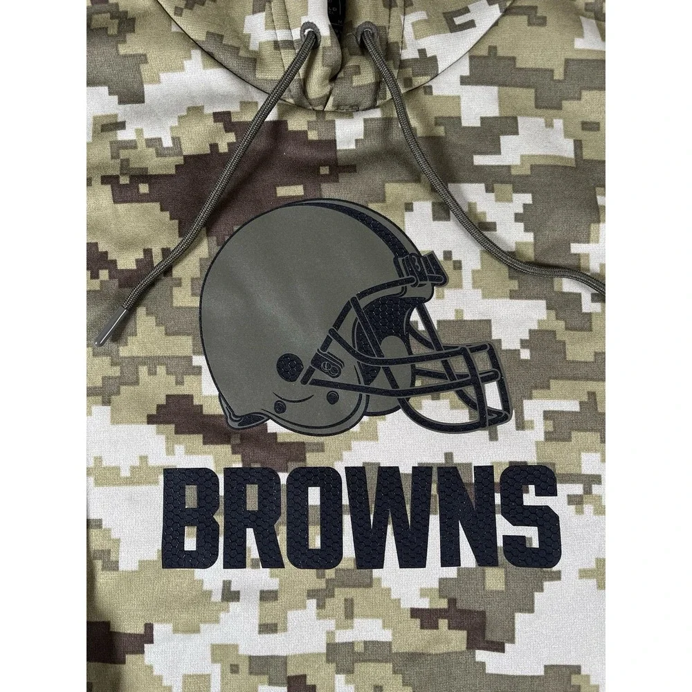 Nike Dri Fit Cleveland Browns Salute to Service Digital Camo Hoodie Men's Sz Med